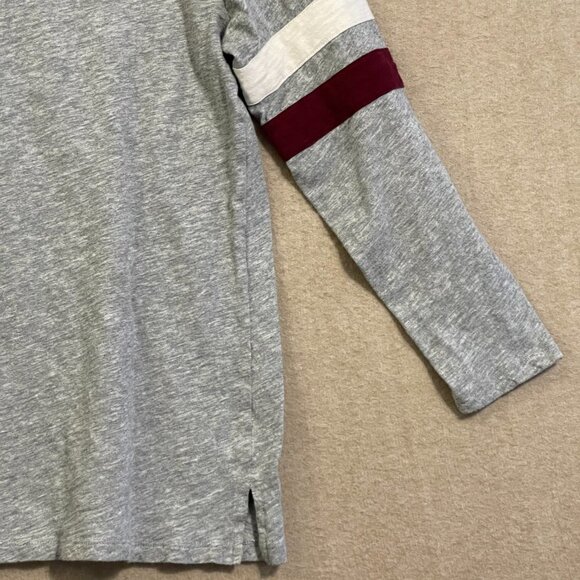 Old Navy Top Women's Medium Gray, Burgundy, White Long Sleeve - Picture 11 of 11